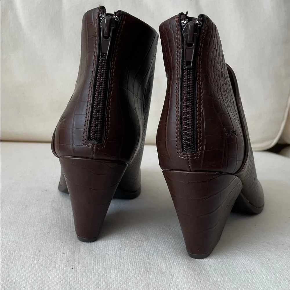 boc Dark Brown Croc-Embossed Ankle Booties - Picture 5 of 8